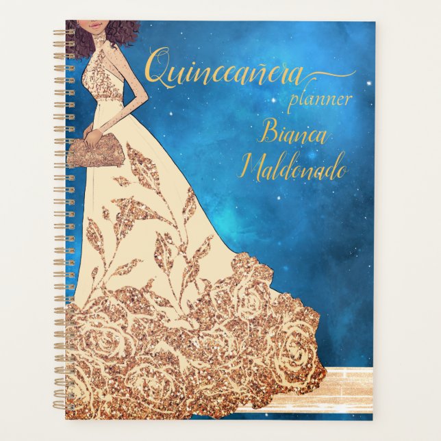 Starry Sky Midnight Blue Quinceañera Planner (Devant)