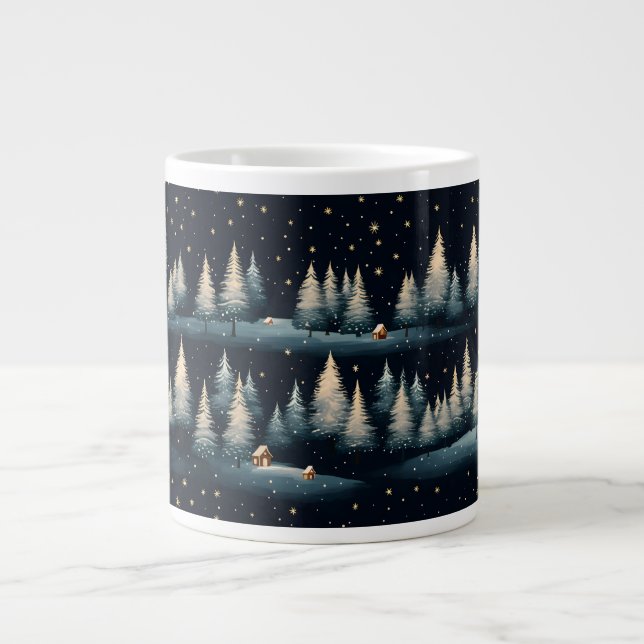 Starry Winter Forest Night Specialty Mug (Devant)