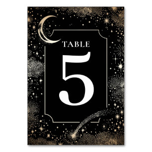 Stars célestes Mariage noir Carte Numéro de table