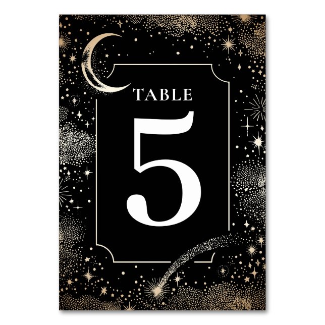 Stars célestes Mariage noir Carte Numéro de table (Par défaut)