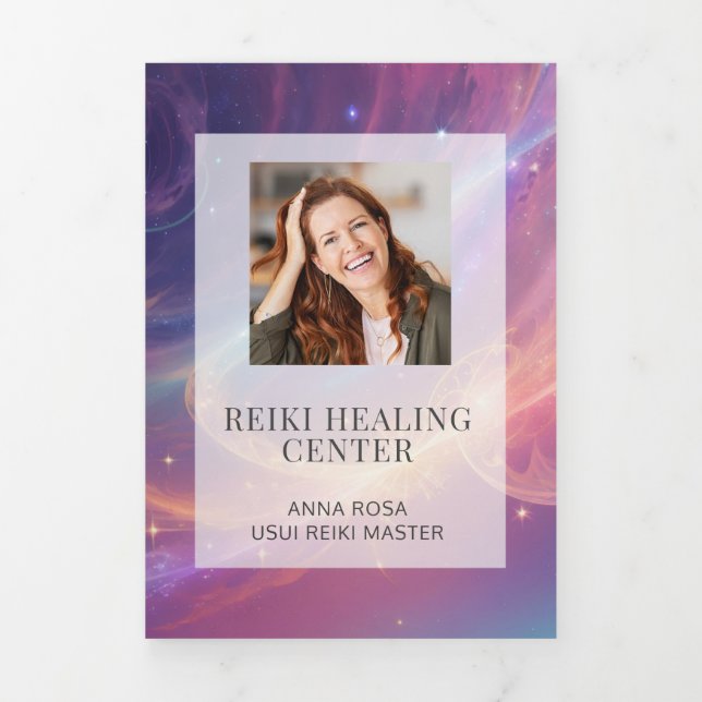 *~* Stars célestes Photo Logo QR Trifold Brochure (Page de couverture)