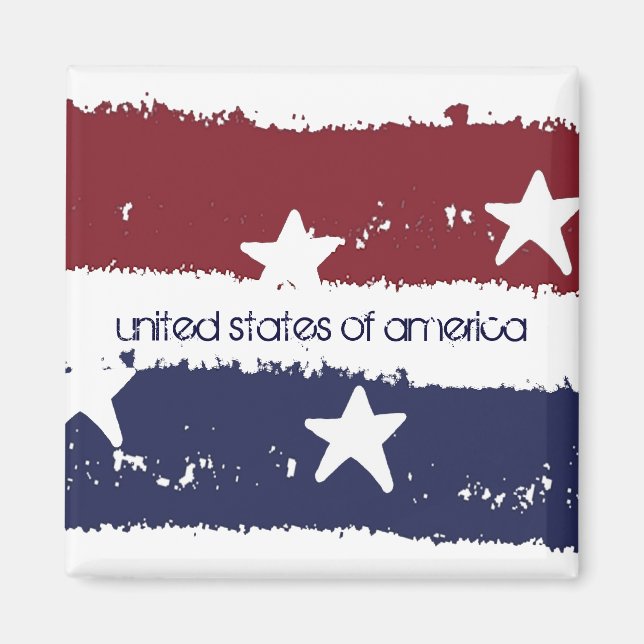 Stars et rayures rustiques USA Patriotic Magnet (Devant)