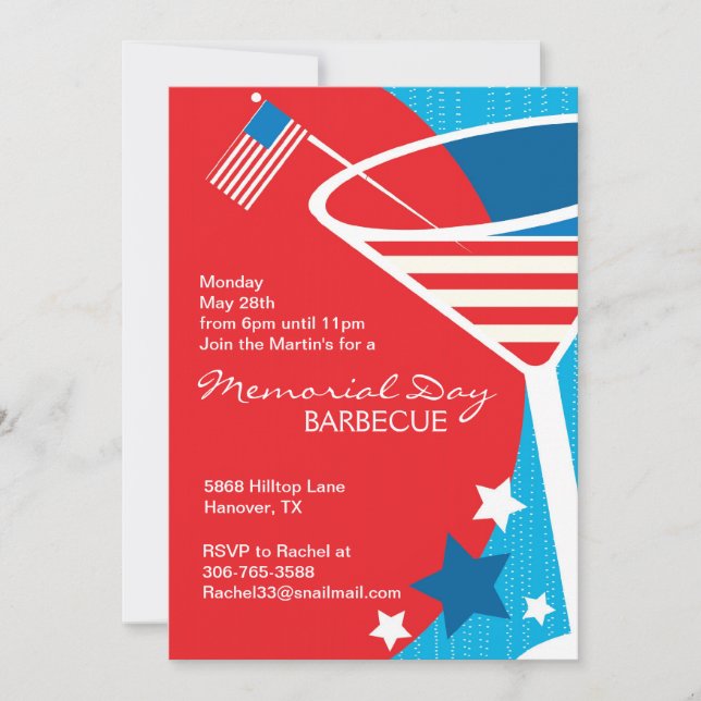 Stars et Stripes Martini Invitations (Devant)