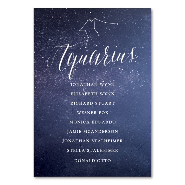 Stars Galaxy Mariage Carte de siège Aquarius (Par défaut)