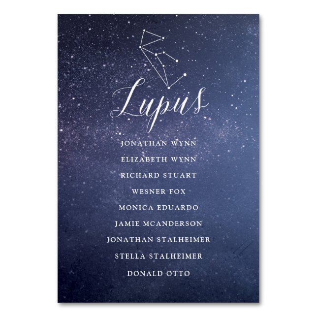 Stars Galaxy Mariage carte de siège Lupus (Par défaut)