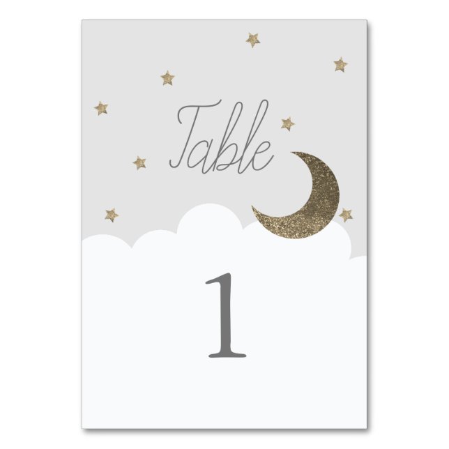 Stars & Moon Baby Grey Numéro de table (Par défaut)