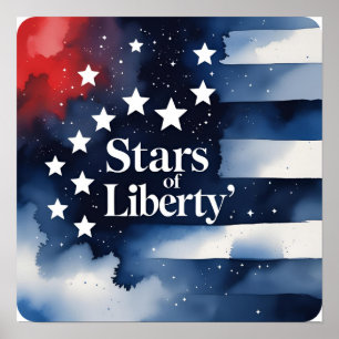 Stars of Liberty Juillet 4 aquarelle Poster Imprim
