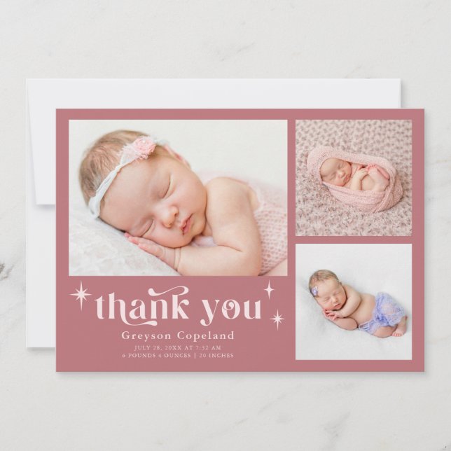 Stars Rétro Garçon Dusty Faire-part de naissance r (Devant)