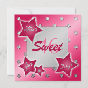 Stars rose, rouge et argent doux 16 Invitation