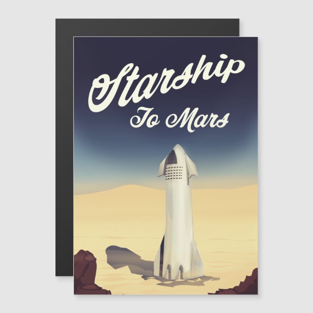 Starship to Mars Voyage spatial de style vintage. (Devant / Derrière)