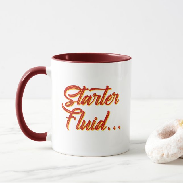 Starter Fluid mug | Drôle café-cadeau Mug (Avec donut)
