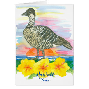 State Bird of Hawaii Nene Watercolor Blank