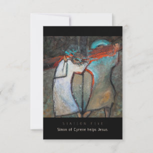 Station 5, Simon de Cyrène aide, Carte de prière