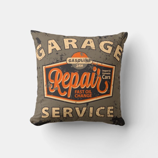 Station service automatique vintage de coussin de (Recto)