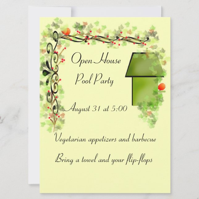 Stationery ou invitation Birdhouse et Ivy Vine (Devant)