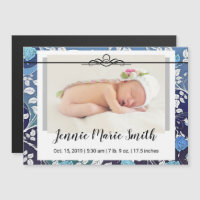 Statistiques Bébé Faire-part Bleu Floral Fancy Scr