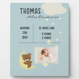 Statistiques de naissance Bébé Ours Douche Plaque