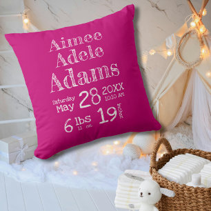 Statistiques de naissance moderne Coussin bébé   B