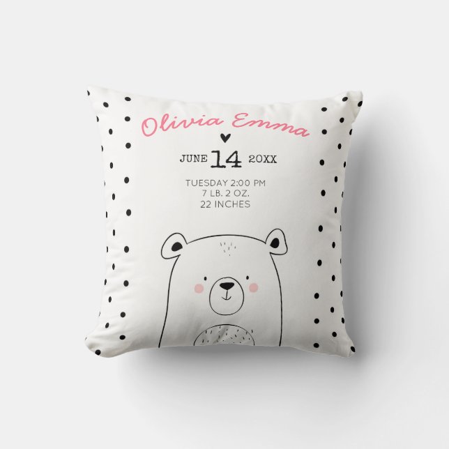 Statistiques de naissance Nursery Throw oreiller W (Recto)