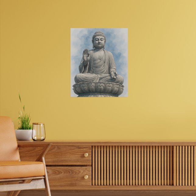 Statue de Bouddha aquarelle Zen – Décoration spiri (Salon 2)