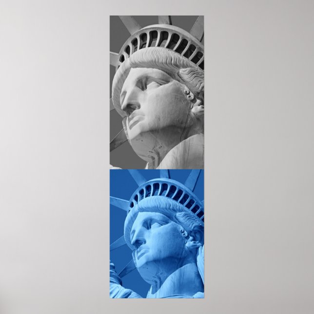 Statue de la Liberté Blue Grey Pop Art Poster Impr (Devant)