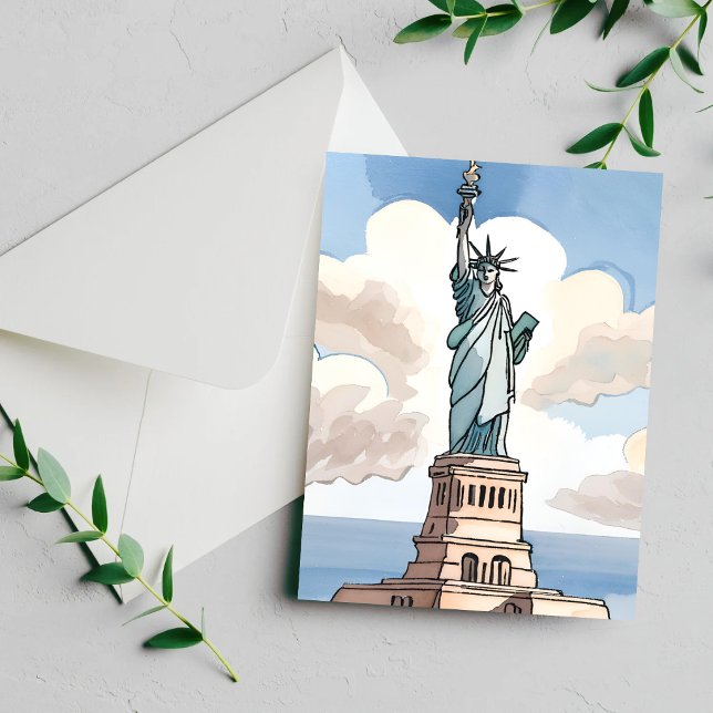 Statue de la Liberté | Carte de monument à l'aquar (Créateur téléchargé)