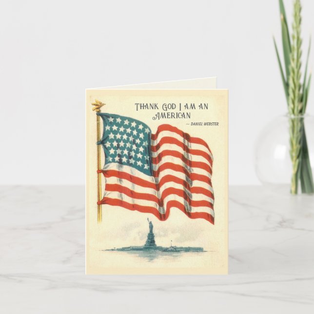 Statue de la Liberté drapeau américain Carte vierg (Devant)