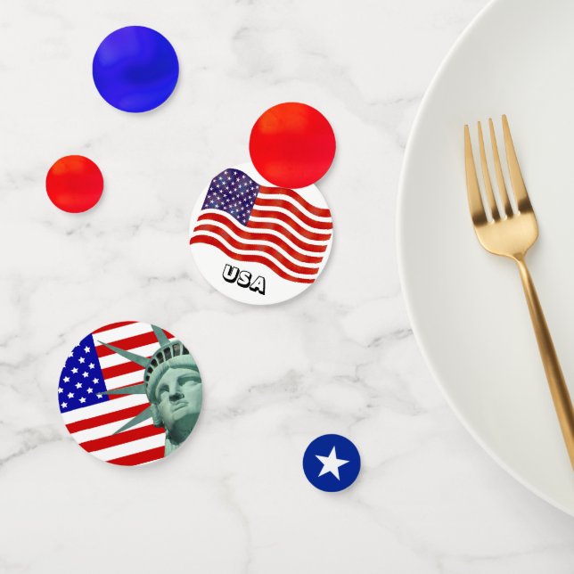 Statue de la Liberté et drapeau américain Confetti (Groupe)