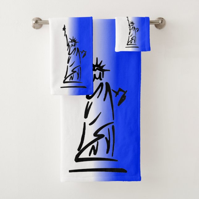Statue de la Liberté Rayure Rouge Blanc Bleu (En situation)