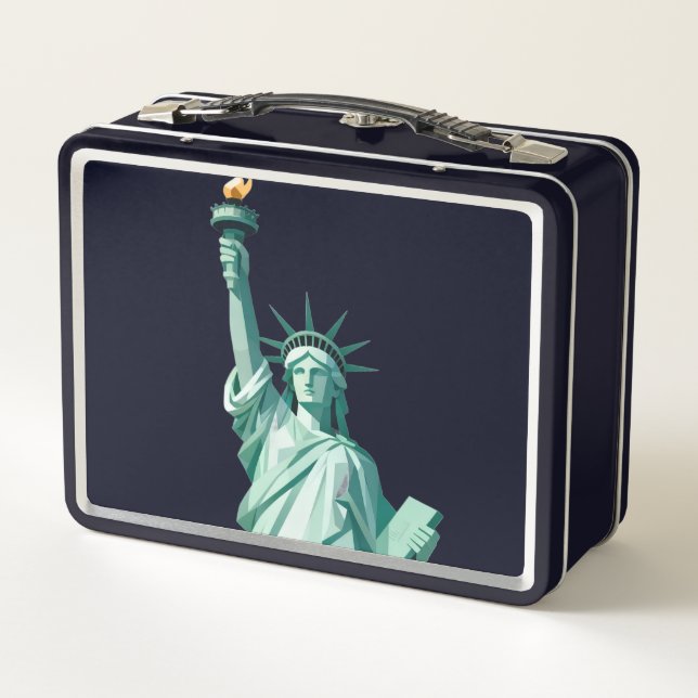Statue de la Liberté Retro Géométrique Lunchbox (Dos)