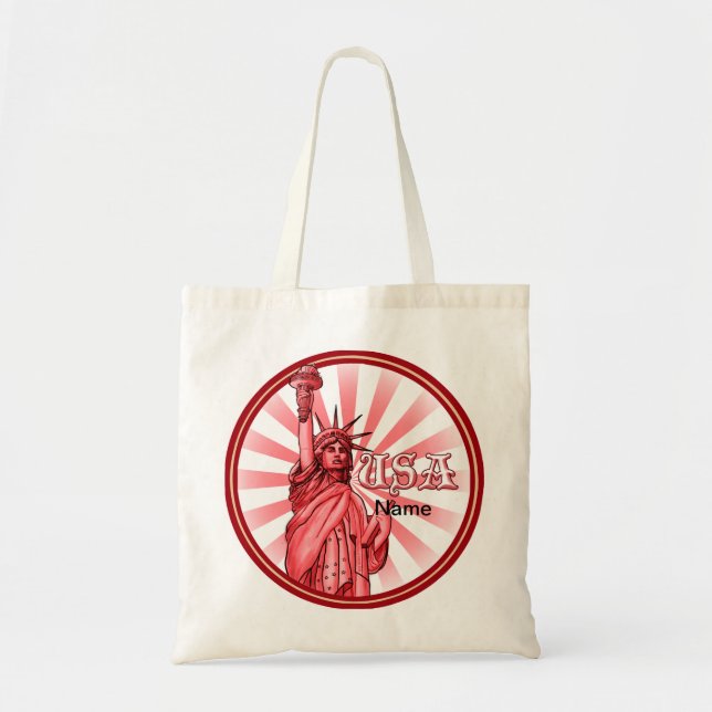 Statue de la Liberté Sac fourre-tout Red USA (Devant)