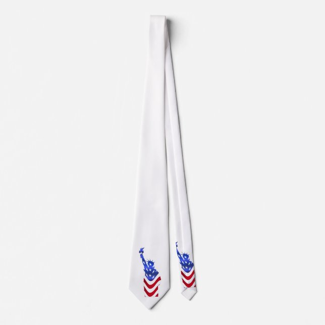 Statue de la Liberté Usa Drapeau Cravate blanche (Devant)