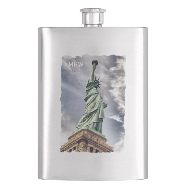 Statue de Liberty flacon monogramme personnalisé (devant)