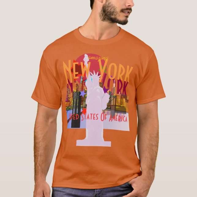 Statue d'horizon de New York City de T-shirt de (Devant)