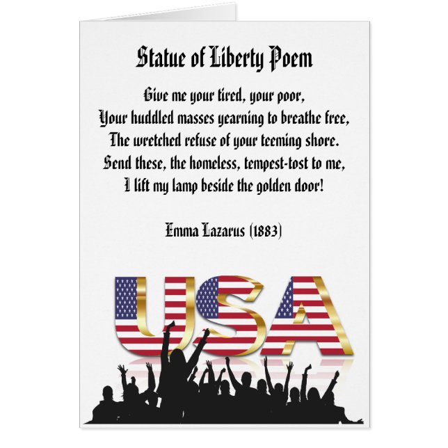 Statue du poème de la liberté, Une nation d'immigr (Devant)