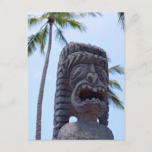 Statue Tiki à Kona, Hawaii - Carte postale