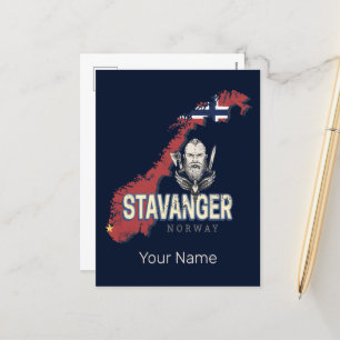 Stavanger Norvège Retro City Carte Vacances Vintag