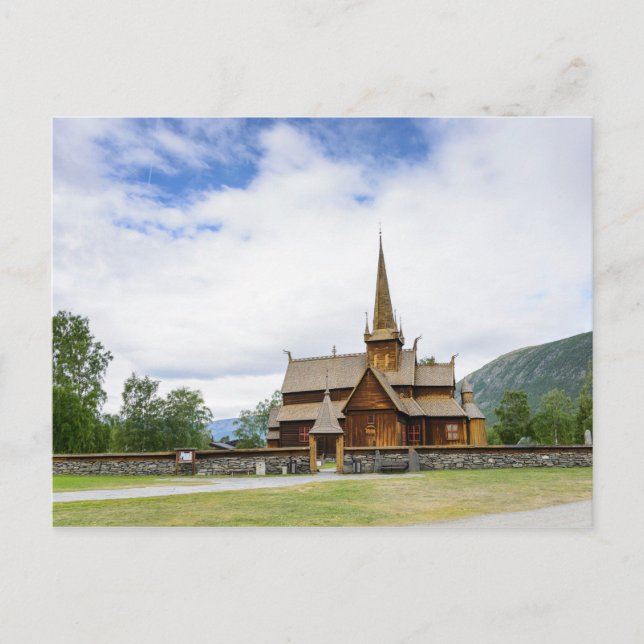 Stave church à Lom, Norvège carte postale (Devant)