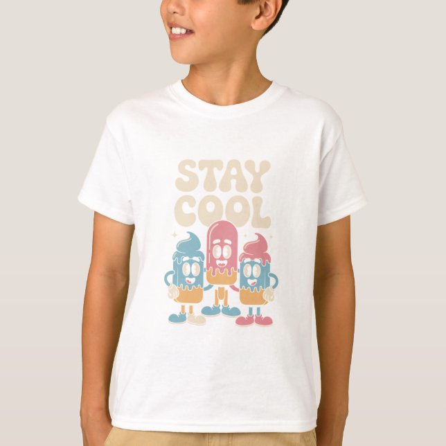 Stay Cool Retro Ice Cream T-Shirt (Devant)