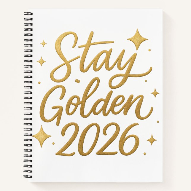 Stay Golden 2026 – Motivational Journal Notebook (Devant)