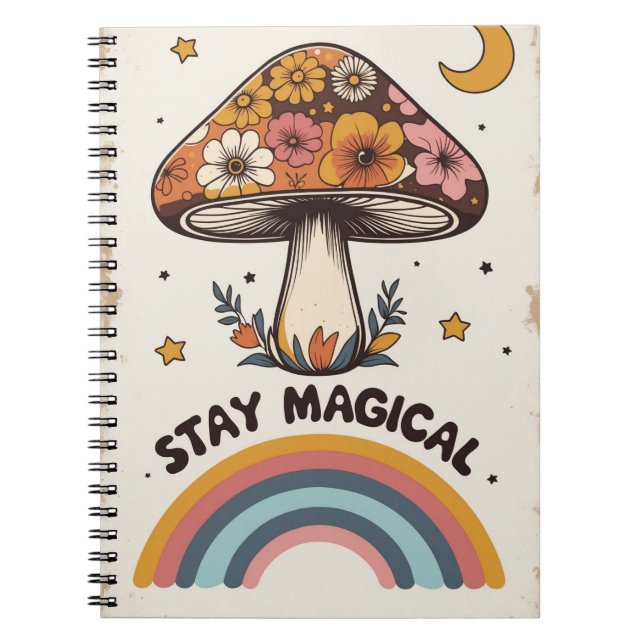 Stay Magical Mushroom Notebook | Boho Cute Journal (Devant)