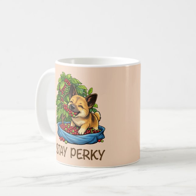 Stay Perky Cute Dog Ceramic Coffee Mug (Devant gauche)