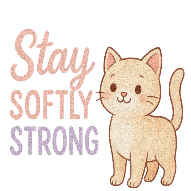 Stay Softly Strong Pastel Cat T-Shirt for Girls (Créateur téléchargé)
