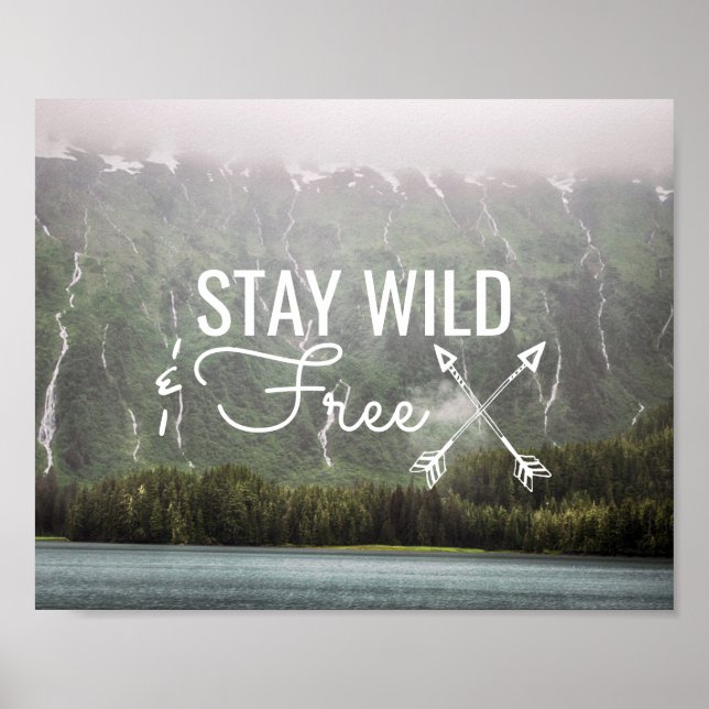 Stay Wild & Free - Cascades en Alaska | Poster (Devant)
