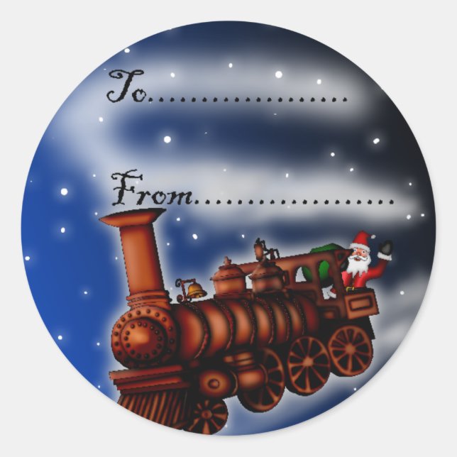Steam Train Père Noël, étiquette cadeau (Devant)