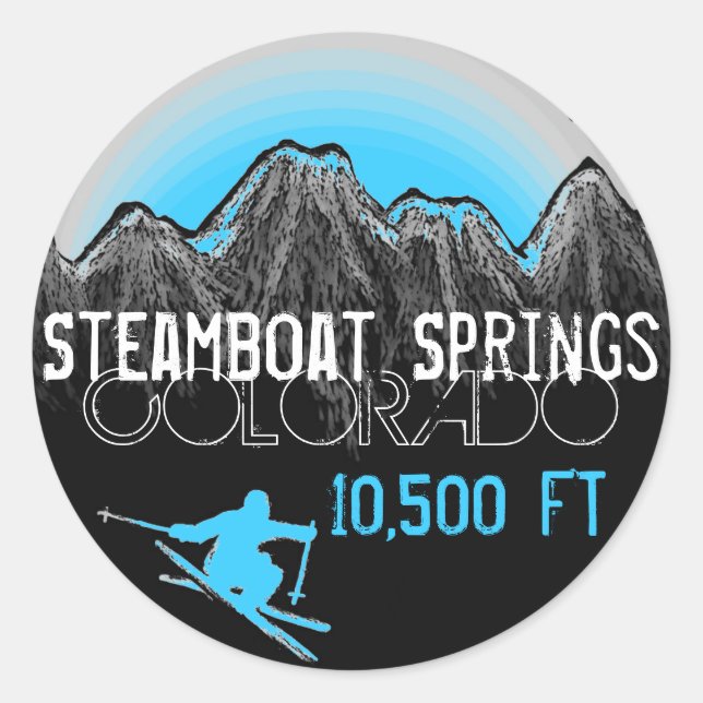 Steamboat Springs Colorado Blue ski stickers (Devant)