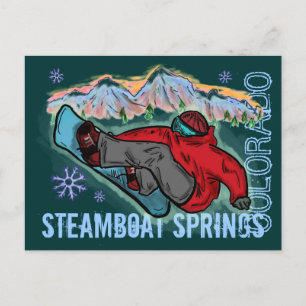 Steamboat Springs Colorado carte postale snowboard