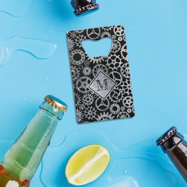 Steampunk Argent Zinc engrenages Personnalisé Mono (Créateur téléchargé)