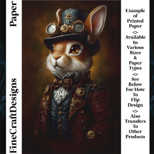 Steampunk Bunny Lapin Portrait CR6 Papier d'artisa