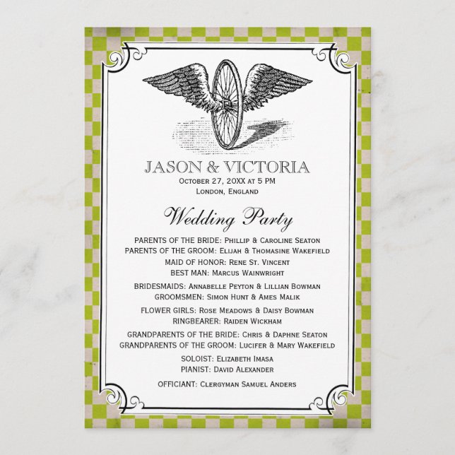 Steampunk Checkerboard Programmes de mariage (Devant)
